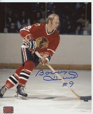 Bobby Hull Chicago Blackhawks signed 8x10 Hull puck handling