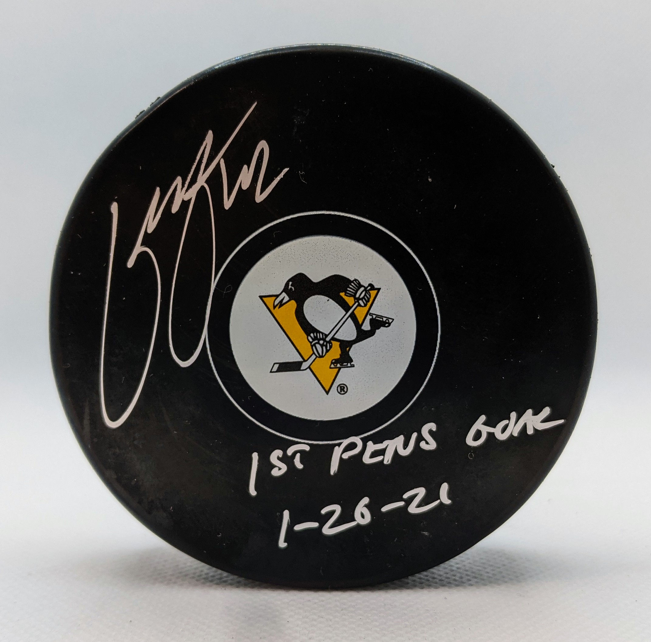 Kasperi Kapanen Pittsburgh Penguins Signed Inscribed 1st Pens Goal Hockey Puck