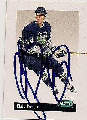 Chris Pronger Hartford Whalers 1994 Parkhurst Hand Signed Card