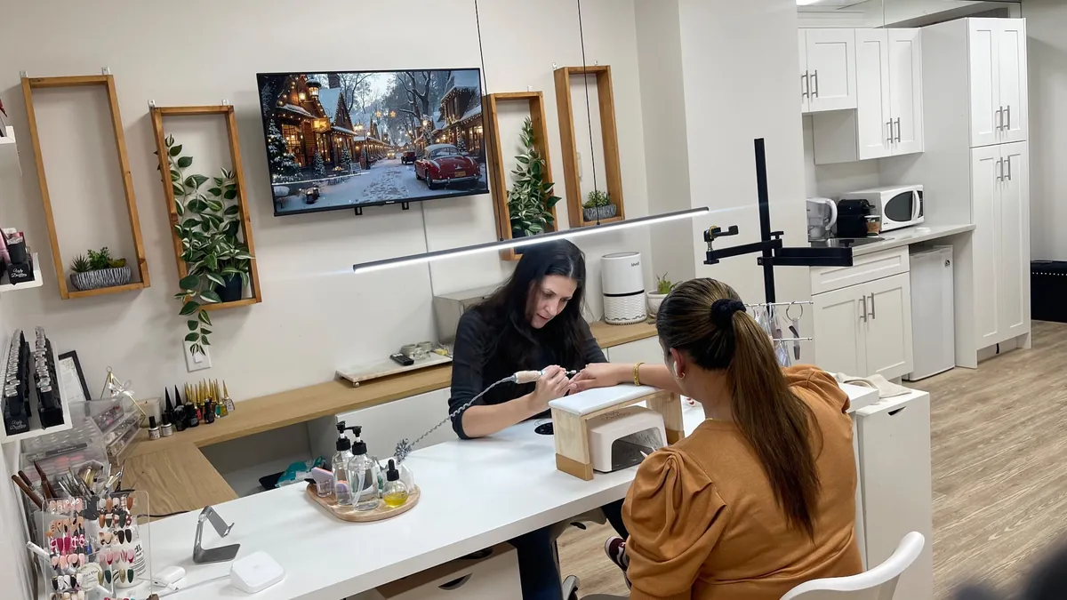 working on clients nails