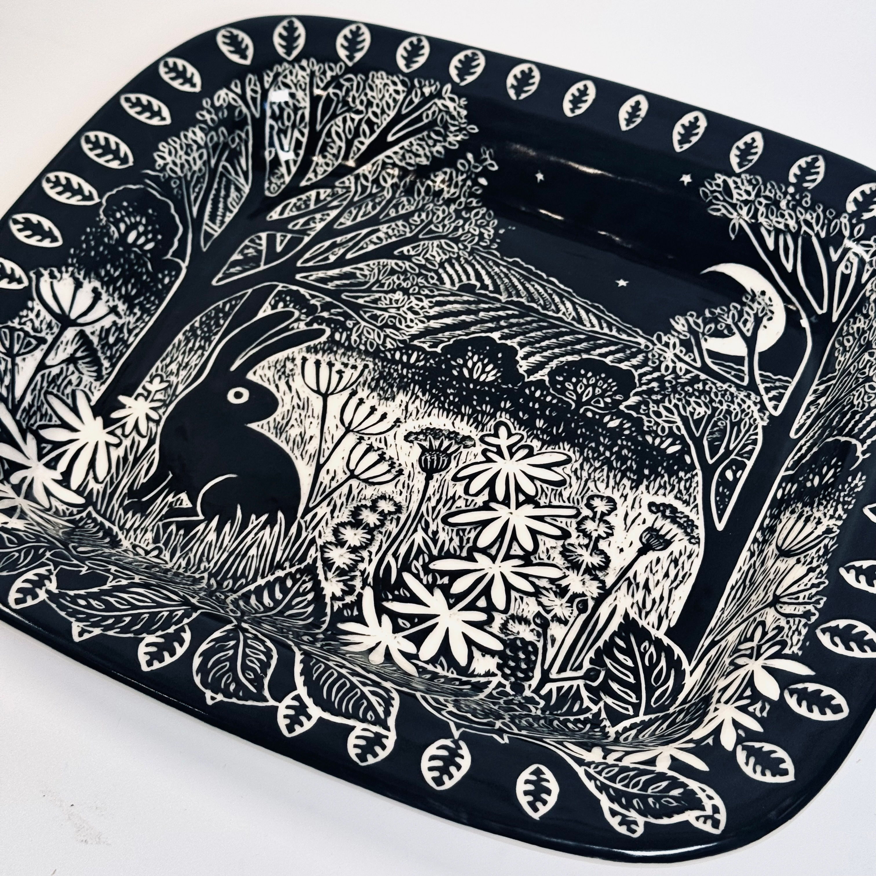 'Where the Wild Things Tread - Nightfall' Soft Oblong Hare Platter