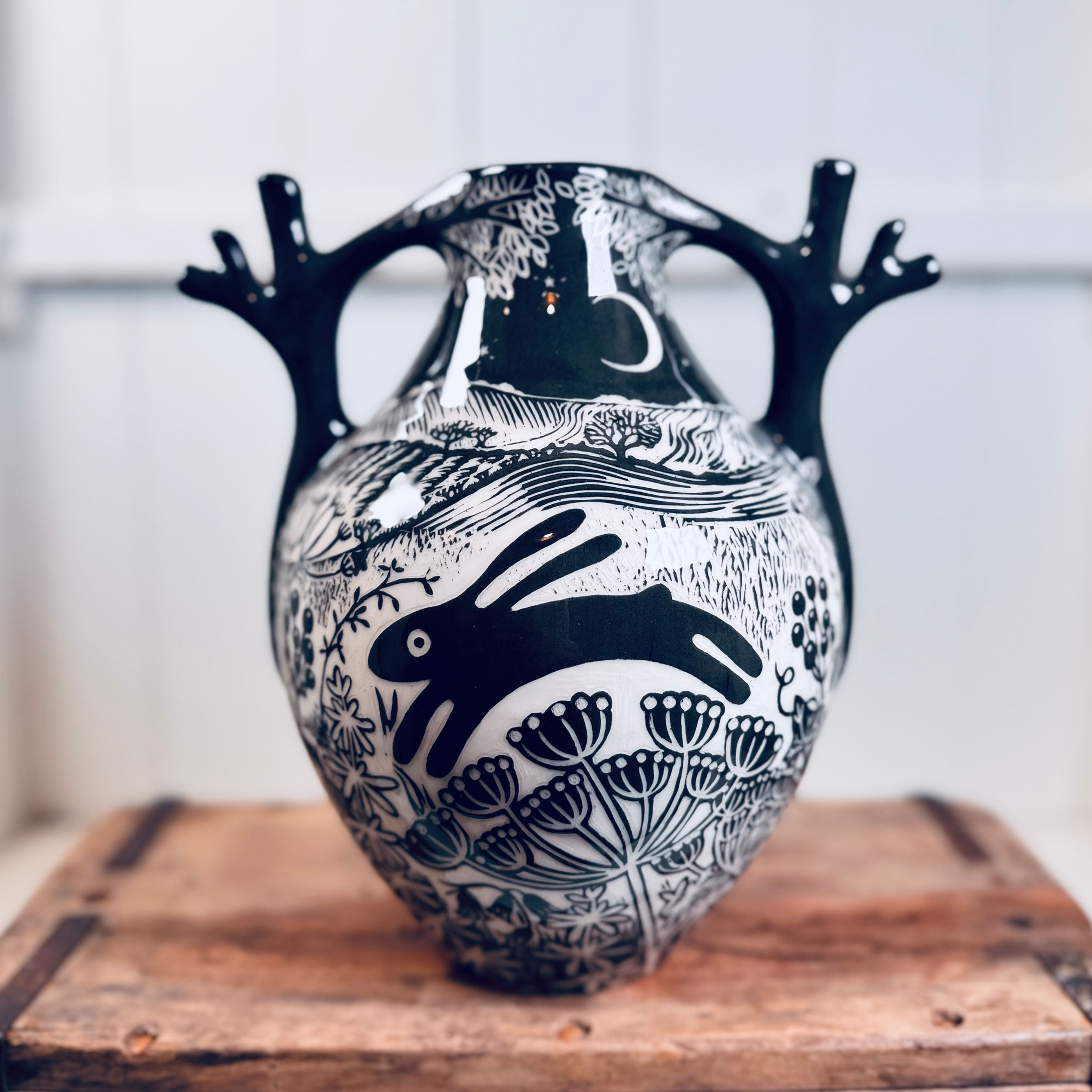 'Hare In The Hollow' Tree Handle Vase
