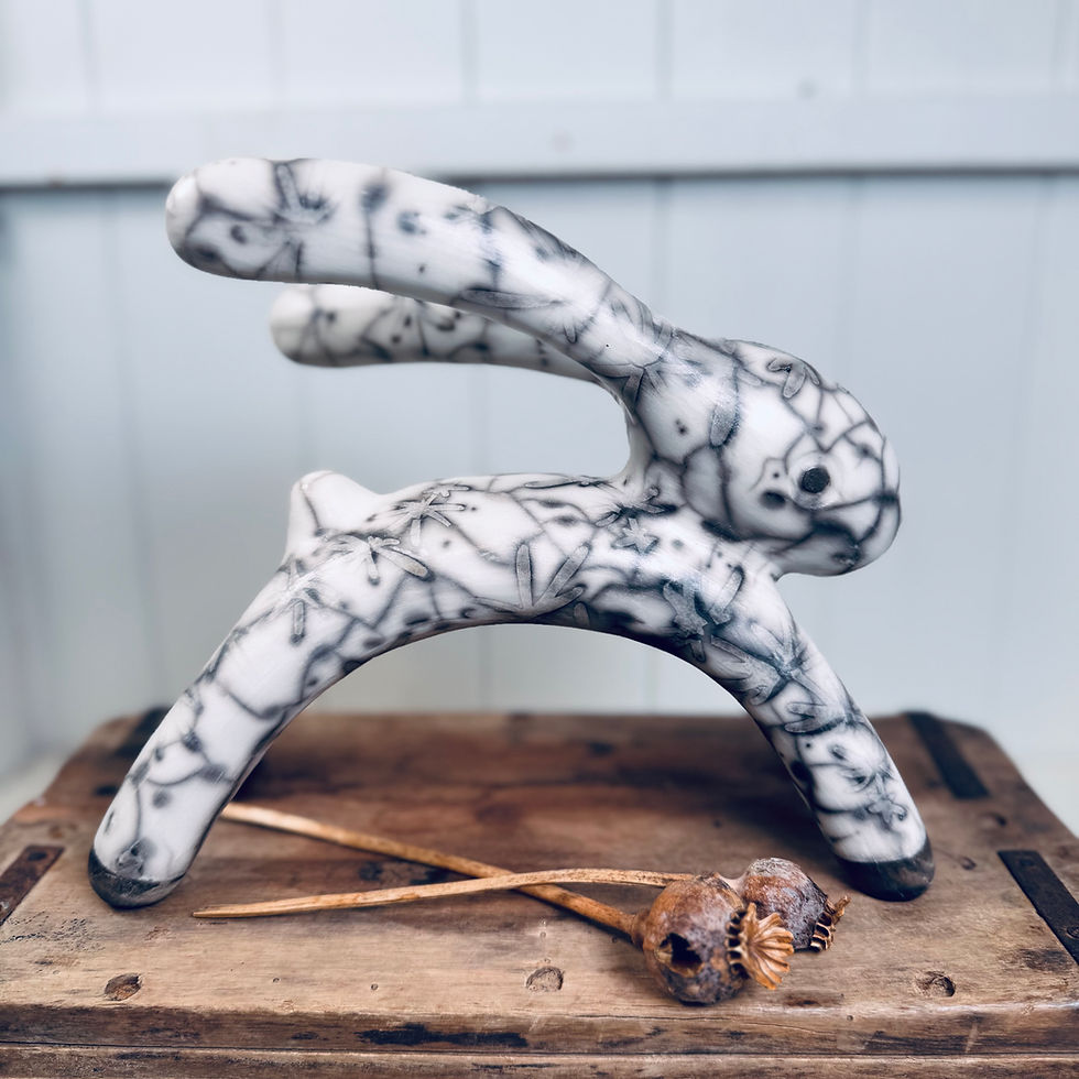 Thumbnail: Raku Leaping Hare: 'Tanglefae'
