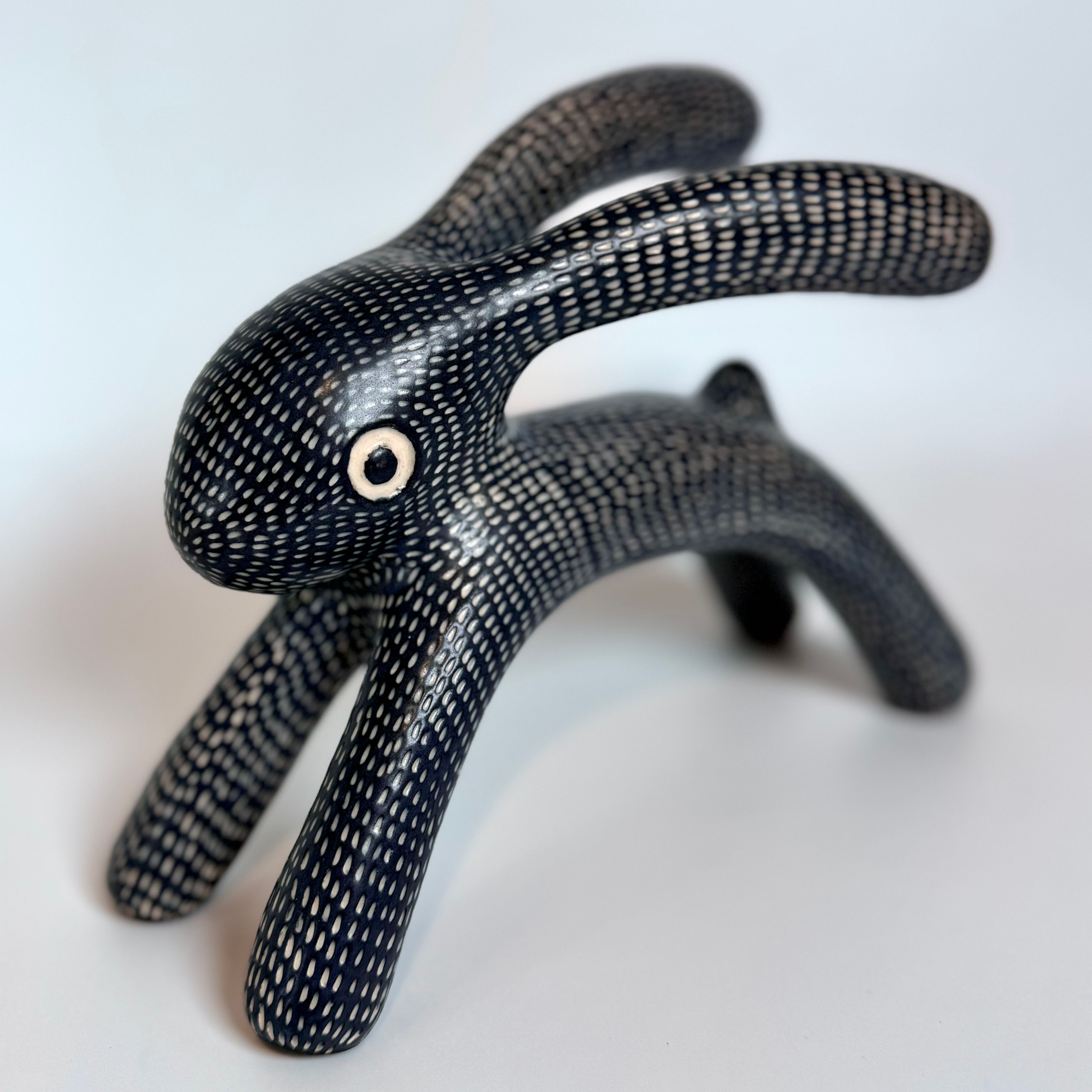 "The Little Guy" Sgraffito Carved Medium Hare