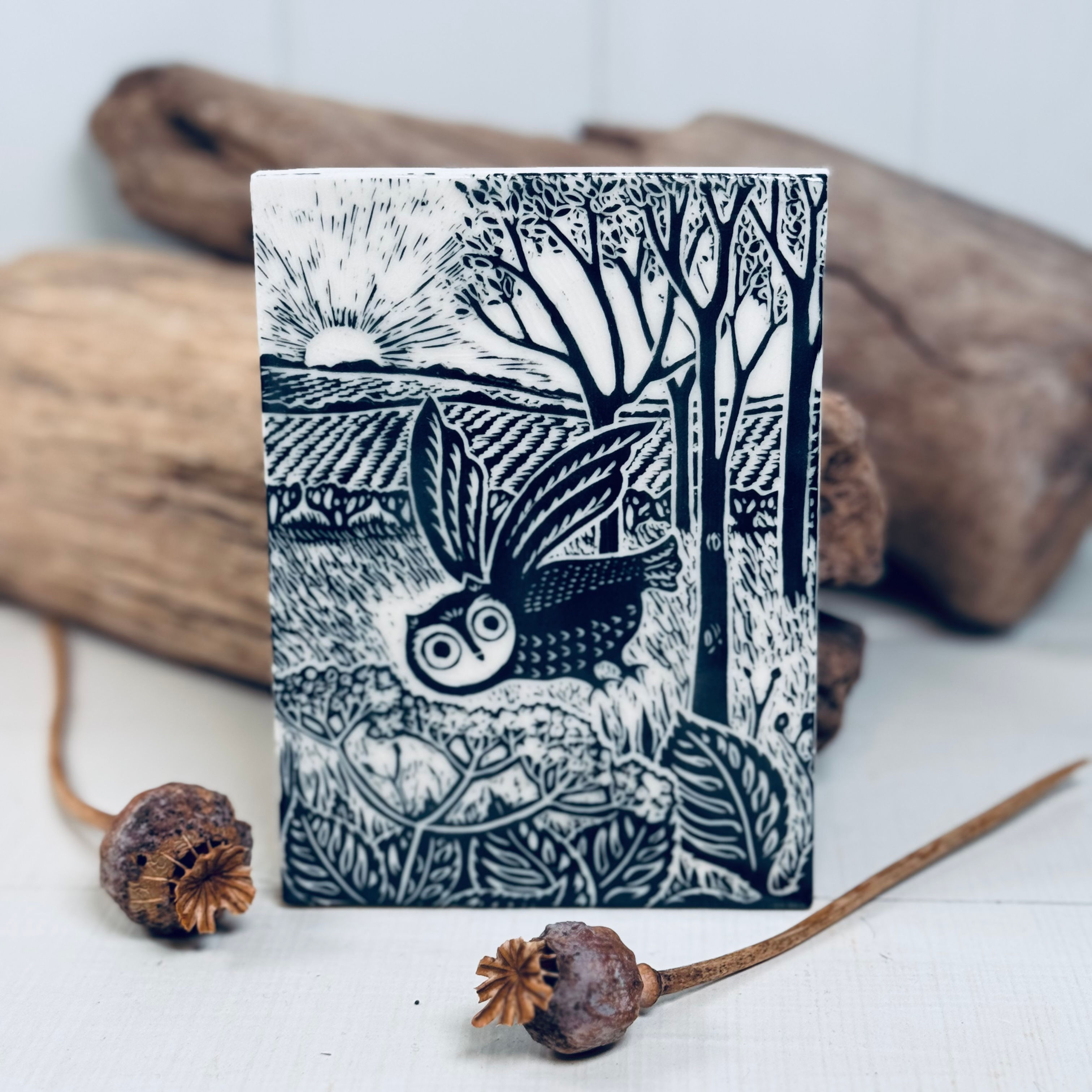 Hooty Owl Plaque - 'Sunset Hooty Swooping'