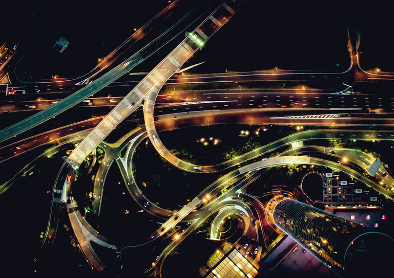 Aerial Photo of a City at Night