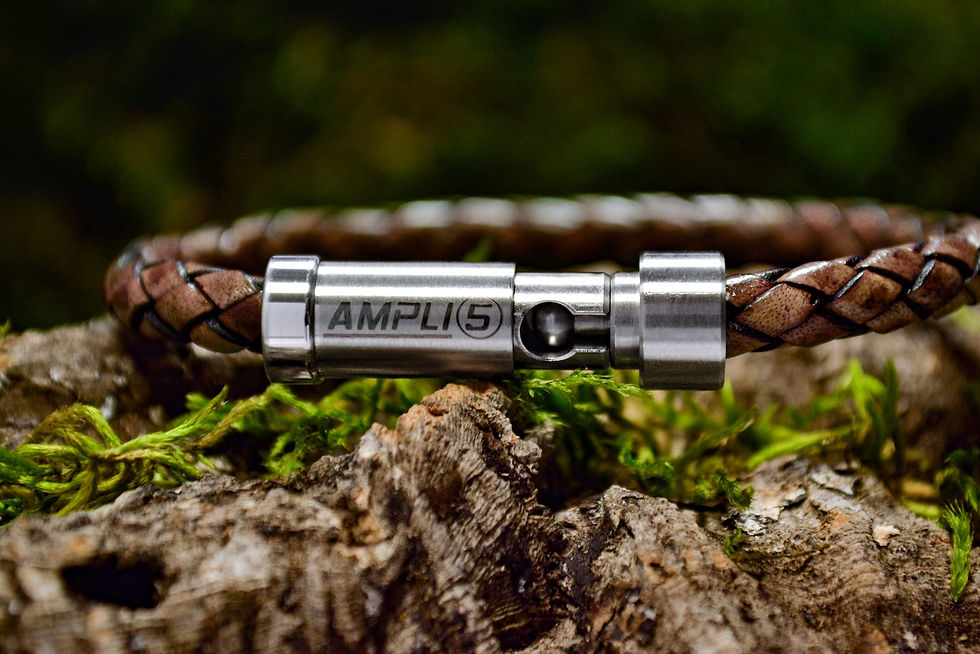 Miniaturbild: Energiearmband 100% Leder Mittelbraun-Antik Ampli5 Peakwolf