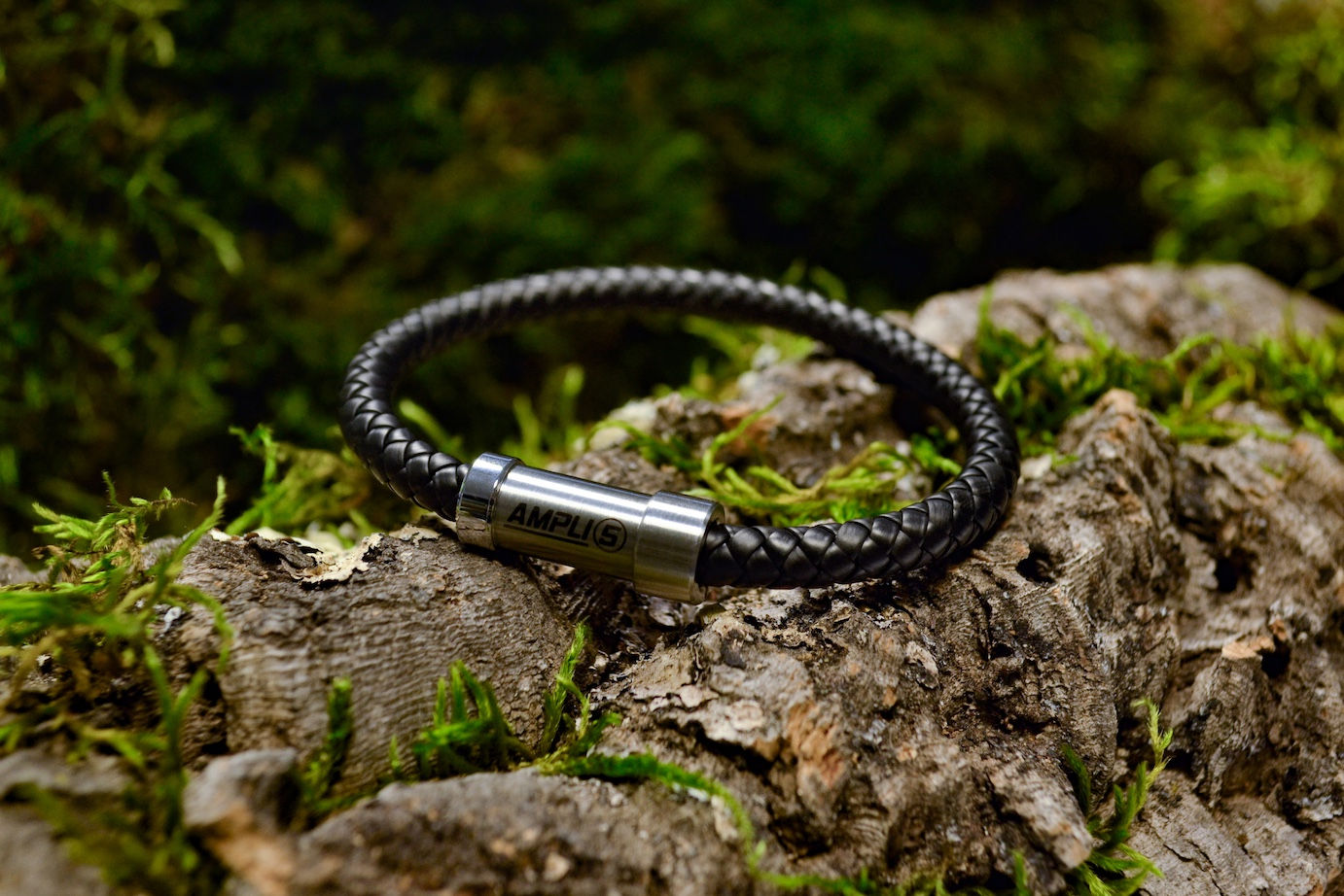 Energiearmband Kautschuk Schwarz Ampli5 Peakwolf