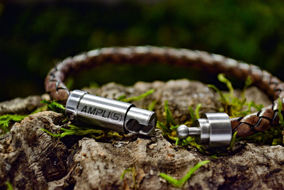 Miniaturbild: Energiearmband 100% Leder Mittelbraun-Antik Ampli5 Peakwolf