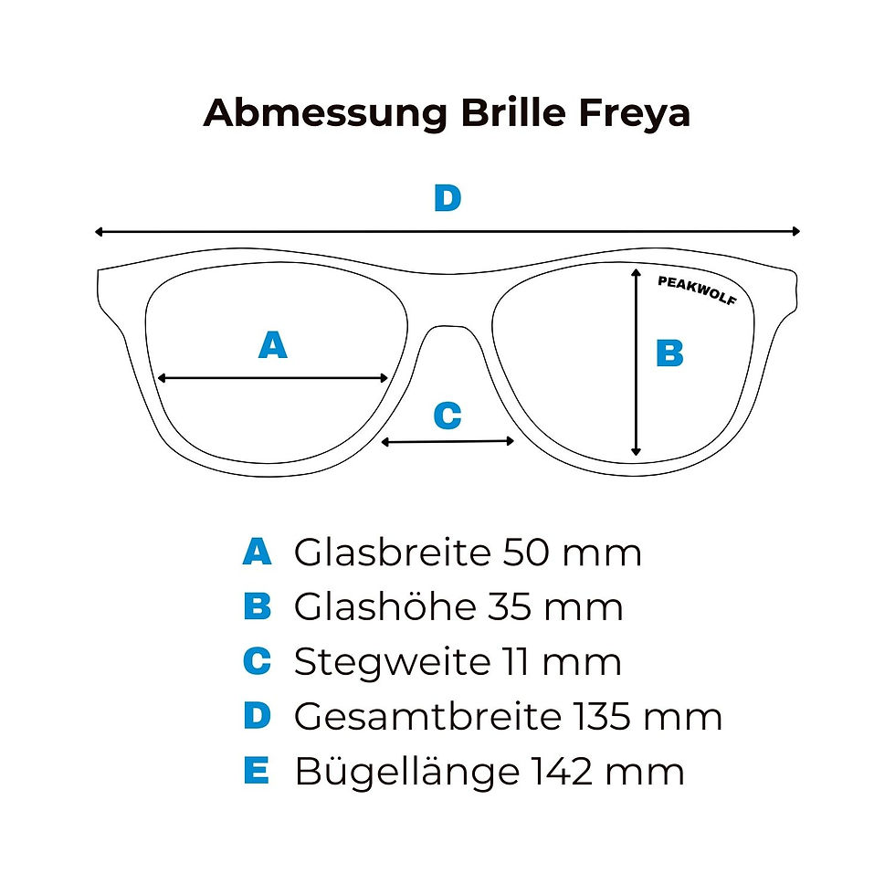 Miniaturbild: Blaulichtfilter Brille Freya Peakwolf gelbe Gläser Abmasse