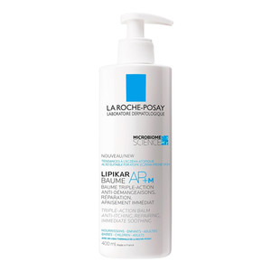White and blue pump bottle of la roche-posay moisturizer
