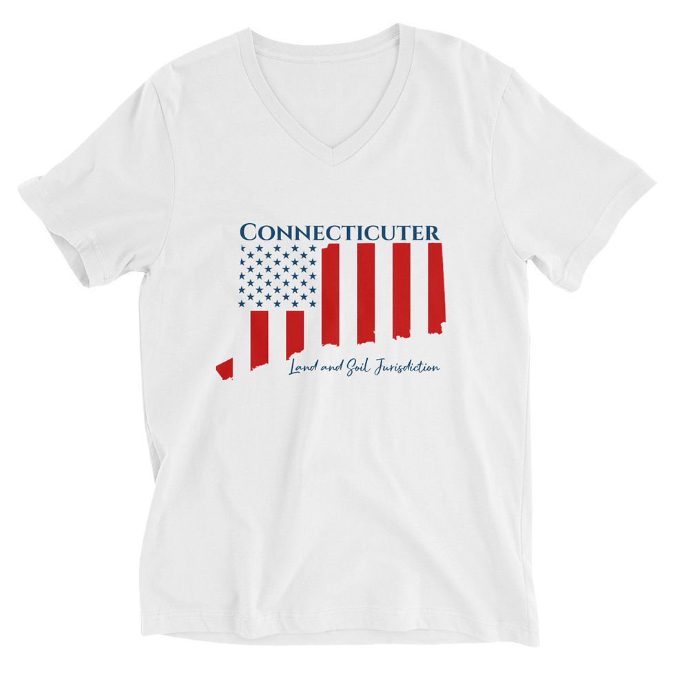 Thumbnail: (F)Connecticut Flag State Unisex Short Sleeve V-Neck