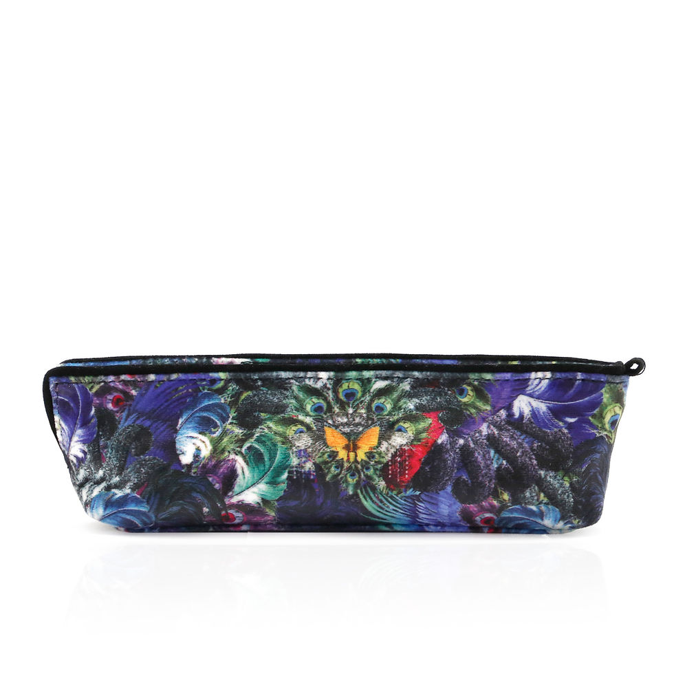 Thumbnail: 'Feathers' Slim Velvet Cosmetic Case