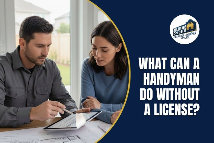 Handyman discussing legal project limitations and licensing requirements with customer