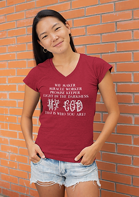 Way maker v neck shirt