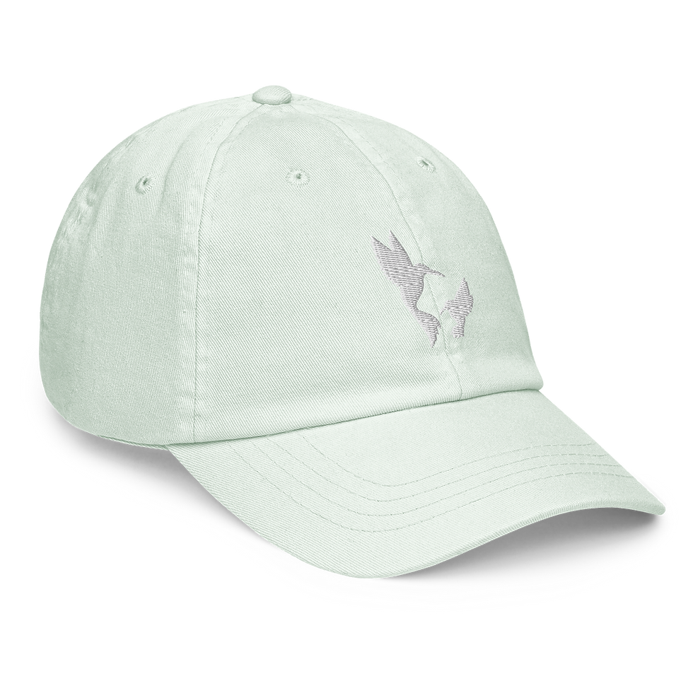 Thumbnail: Hummingbird baseball cap- pastel hat with white stiching
