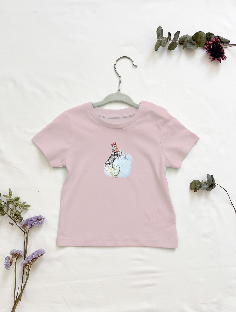 Thumbnail: Bio Baumwoll T- Shirt Hüner Familie, Baby Kleinkinder Top mit Dr