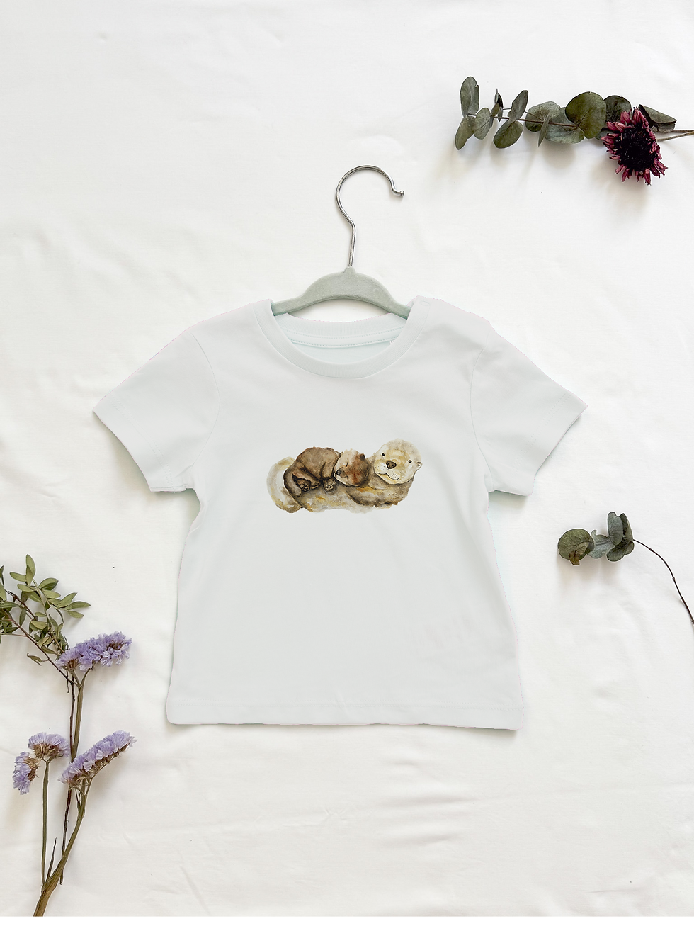 Thumbnail: Bio Baumwoll T- Shirt Otter, Baby Kleinkinder Top mit Druckknöpfen