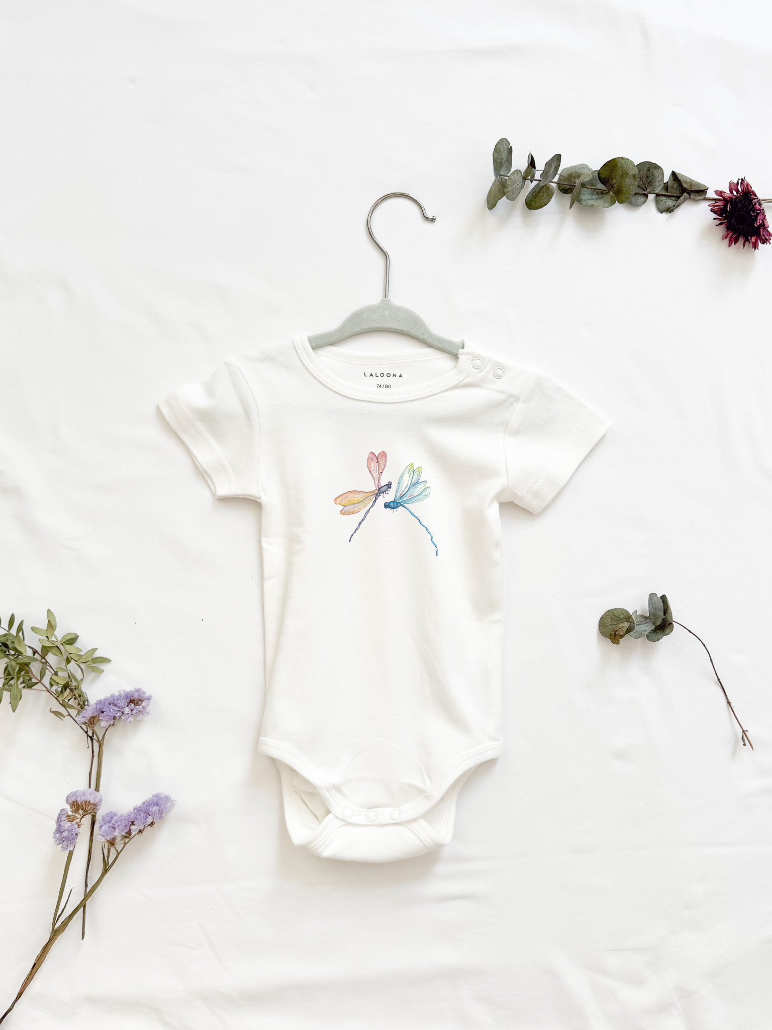 Baby Body aus 100% Baumwolle Rosa Libellen