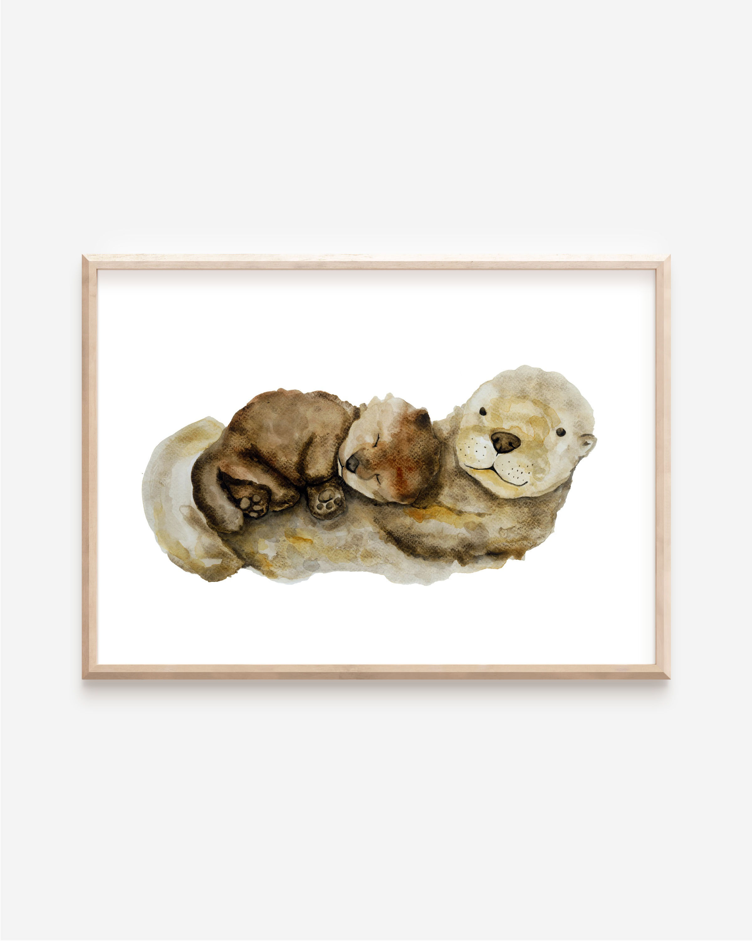Otter Mama mit Baby Otter Poster, Kinderzimmer Bilder, Poster für kinder mit Bab