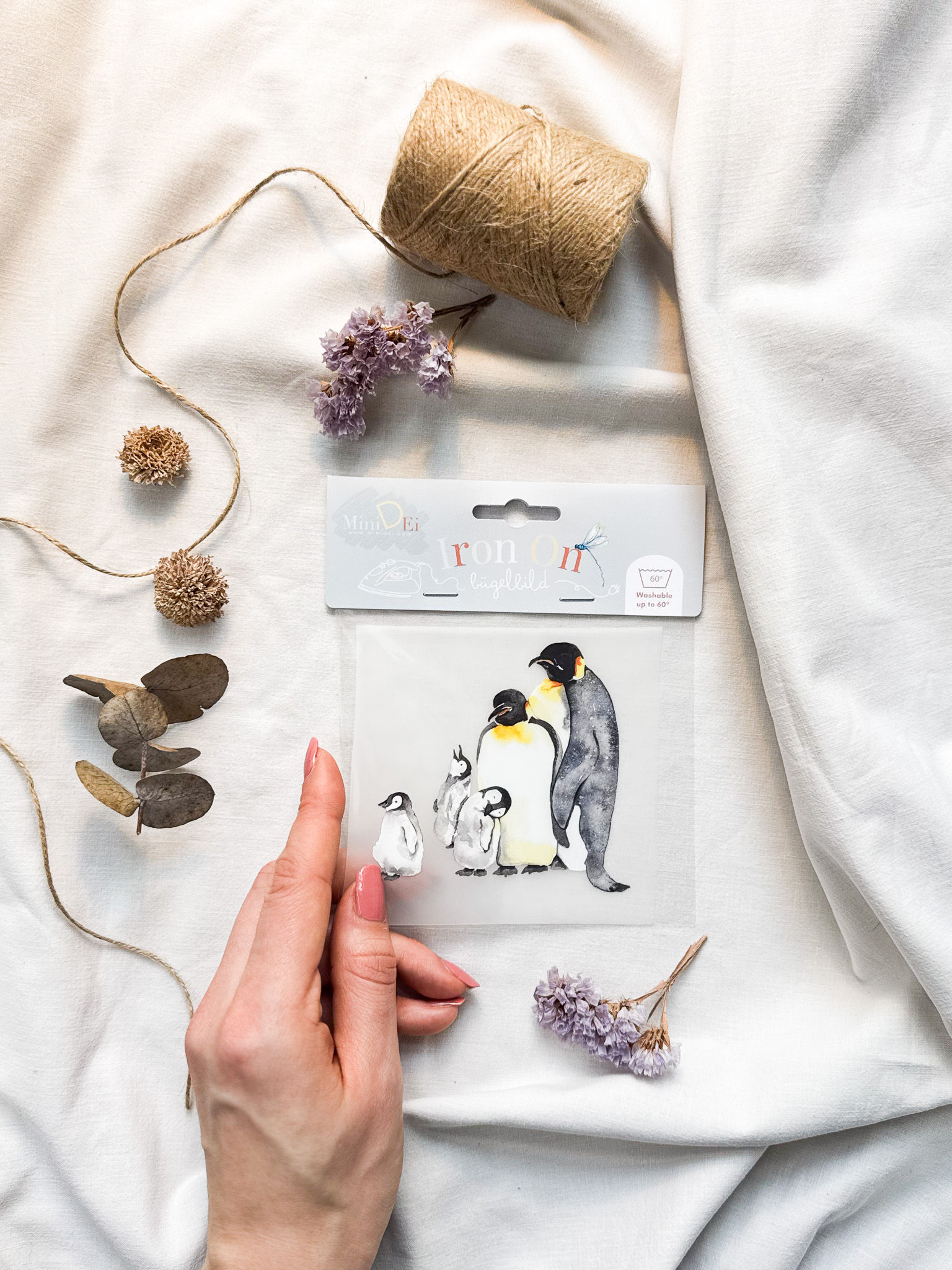 Bügelbild Pinguine Familie Patch zum Aufbügeln, selbst bedrucken Stoffe