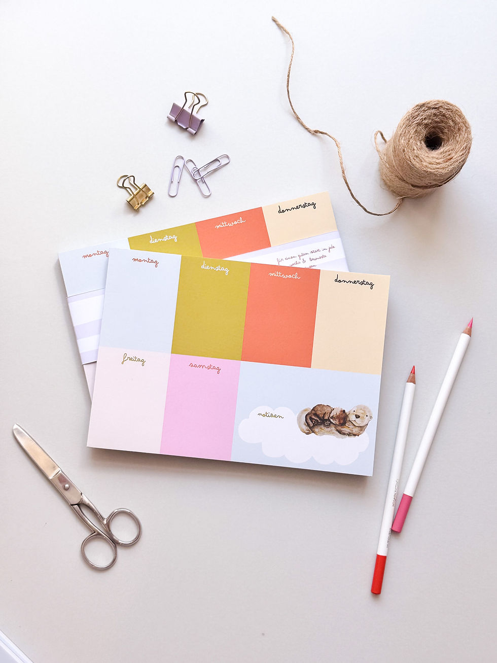 Miniaturbild: Wochenplaner | Handillustrierter Notizblock mit Ottermotiv