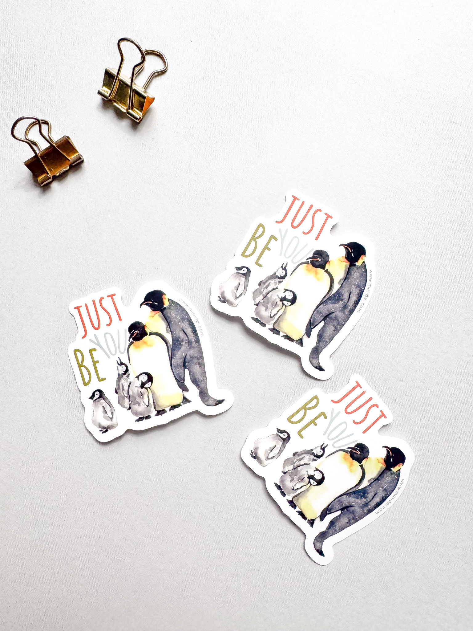 Vinyl-Sticker Pinguin-Familie – „Just Be You“ Hochwertiger Sticker zum Aufkleb