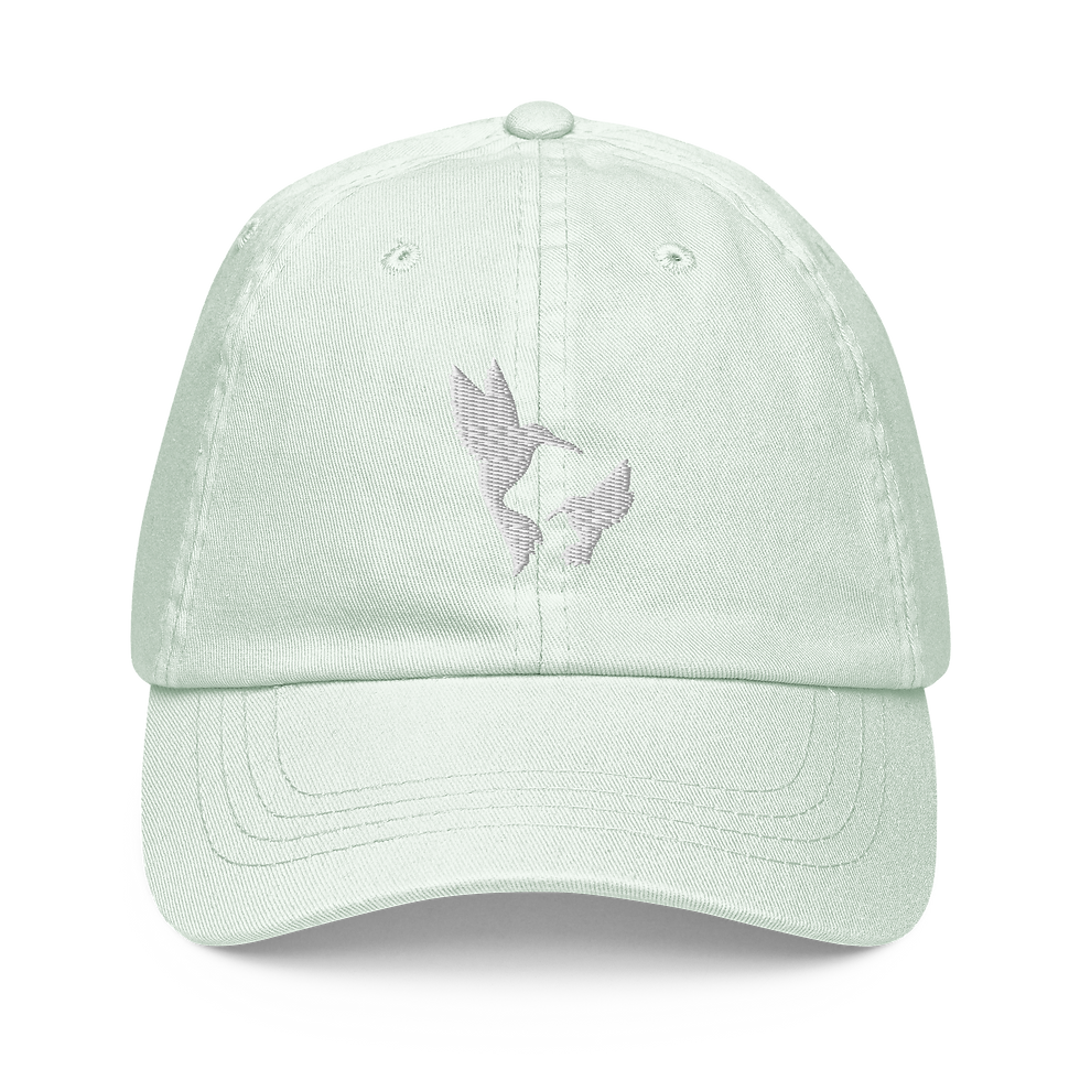 Thumbnail: Hummingbird baseball cap- pastel hat with white stiching