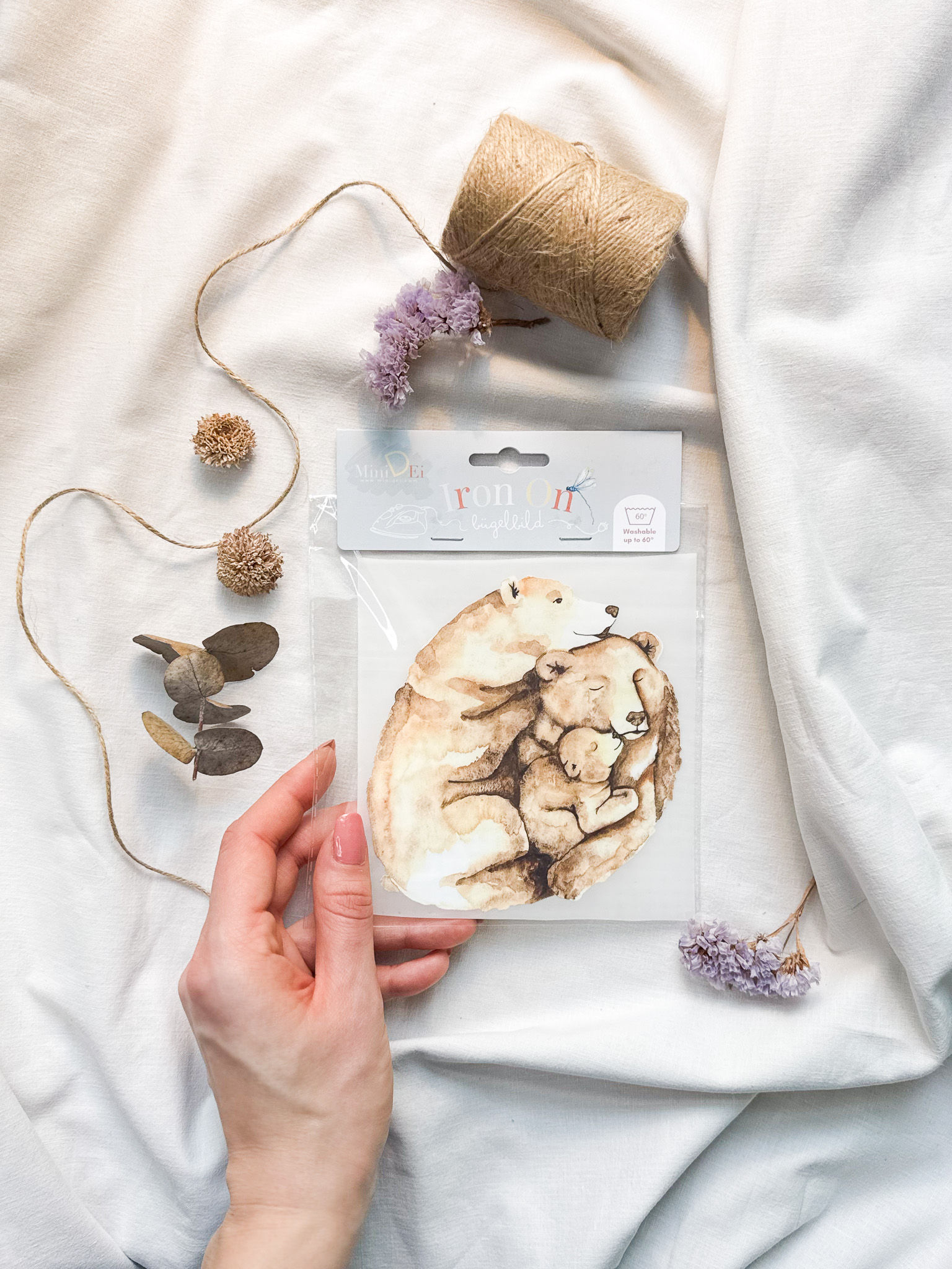 Bügelbild Bären Familie Aquarell Patch zum Aufbügeln, selbst bedrucken MiniDei