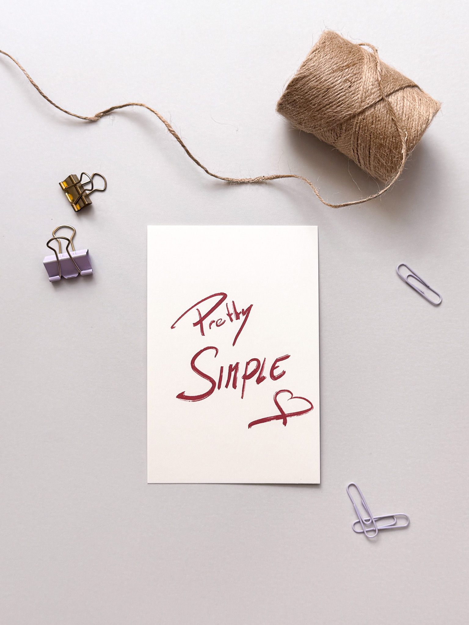 Postkarte - "Pretty Simple" Minimal Illustration Schriftzug mit Herz