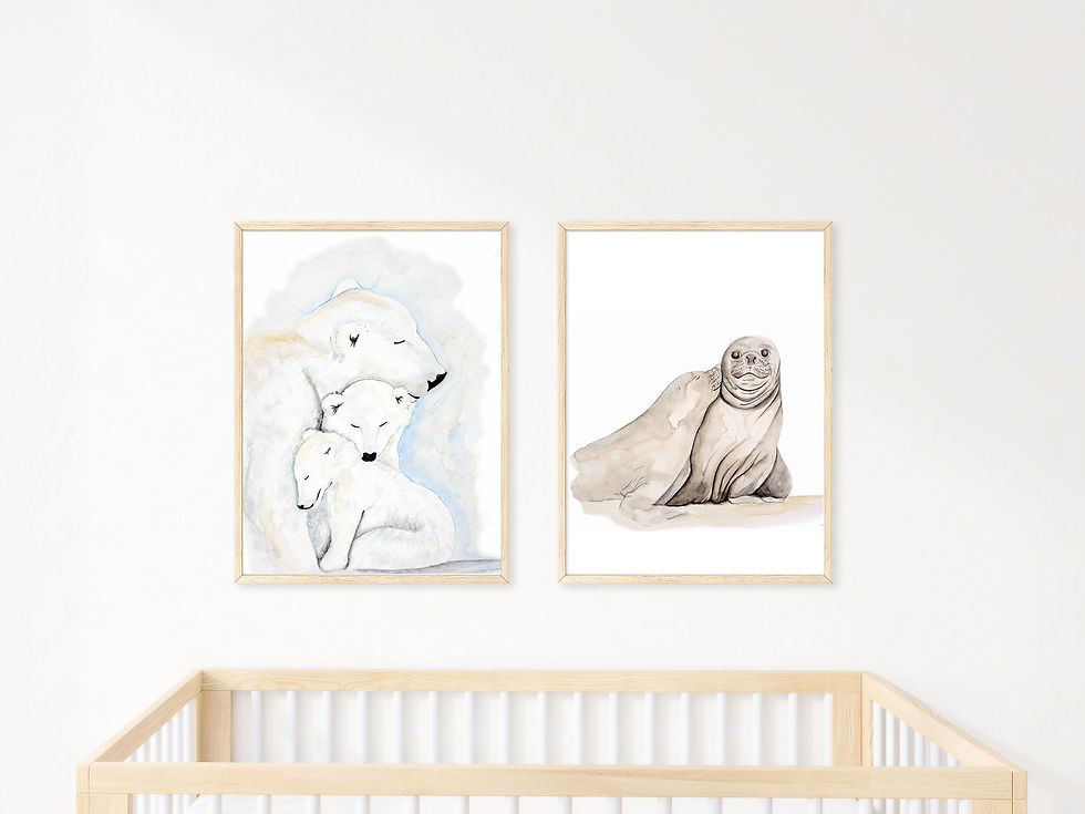 Thumbnail: Loving seal kiss, cute animal picture poster seal, neutral children's room