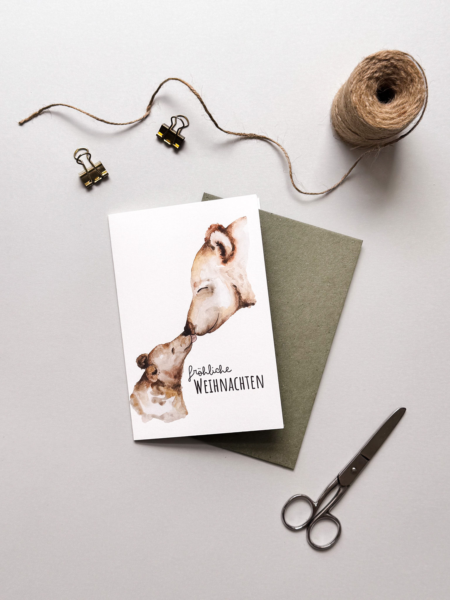 Greeting card Brown Bear Kiss Merry Christmas Christmas card MiniDei