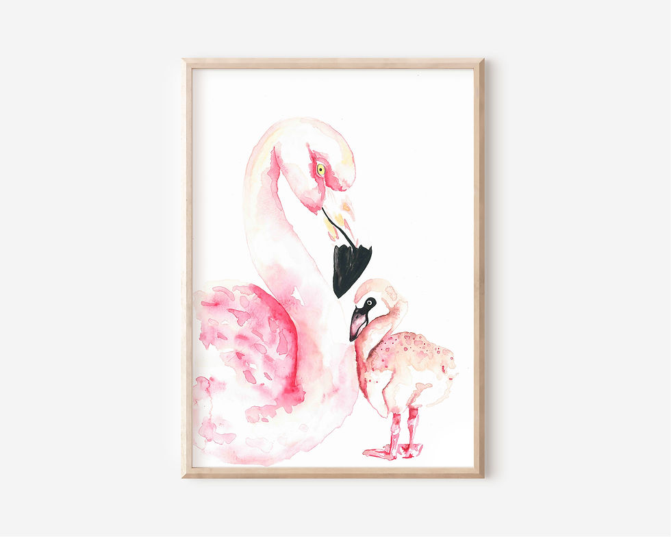 Miniaturbild: Rosa Flamingo Poster, Aquarell Kinderzimmer Poster, Aquarell illustration Safari