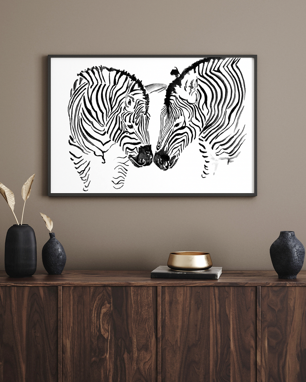 Thumbnail: Two zebras cute animal posters for children's rooms in safari style, wall decoration for