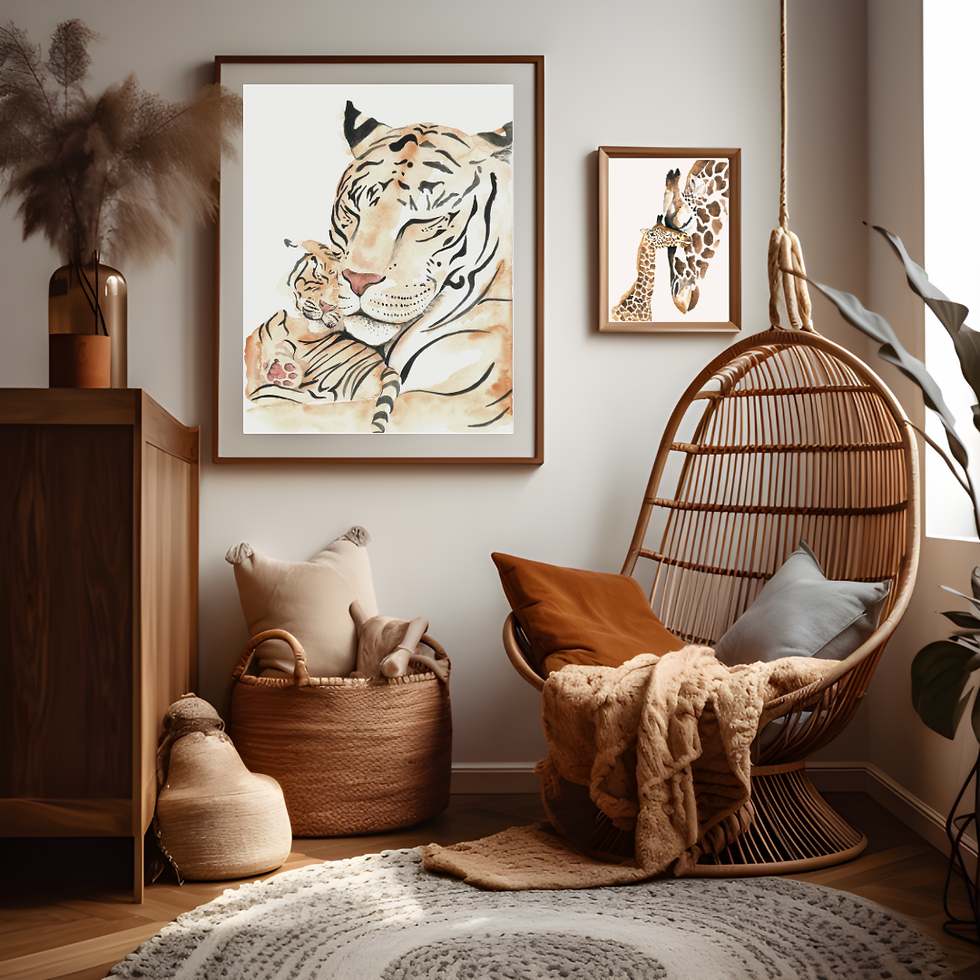 Miniaturbild: Giraffen baby Tierposter für Kinderzimmer im Safari Stil, Dschungel Kinderzimmer