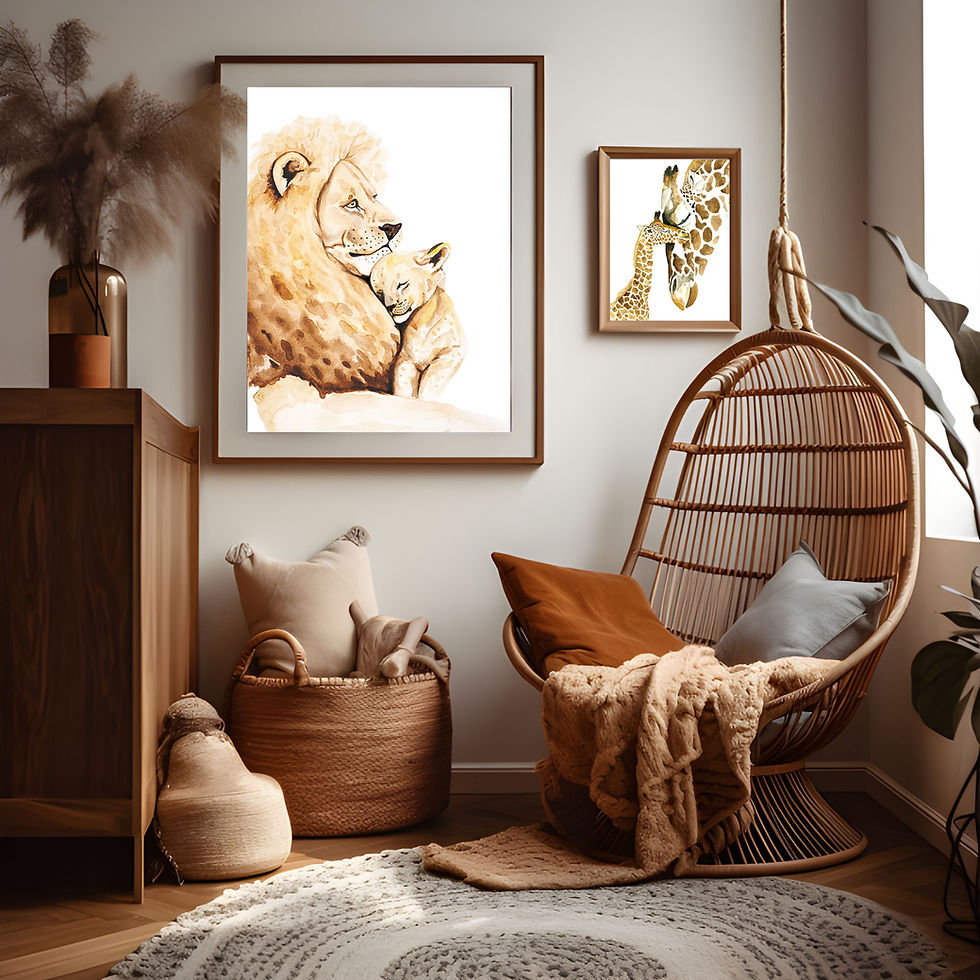 Miniaturbild: Löwen papa mit Baby Kinderzimmer Poster wall art Safari Kinderzimmer Afrika 