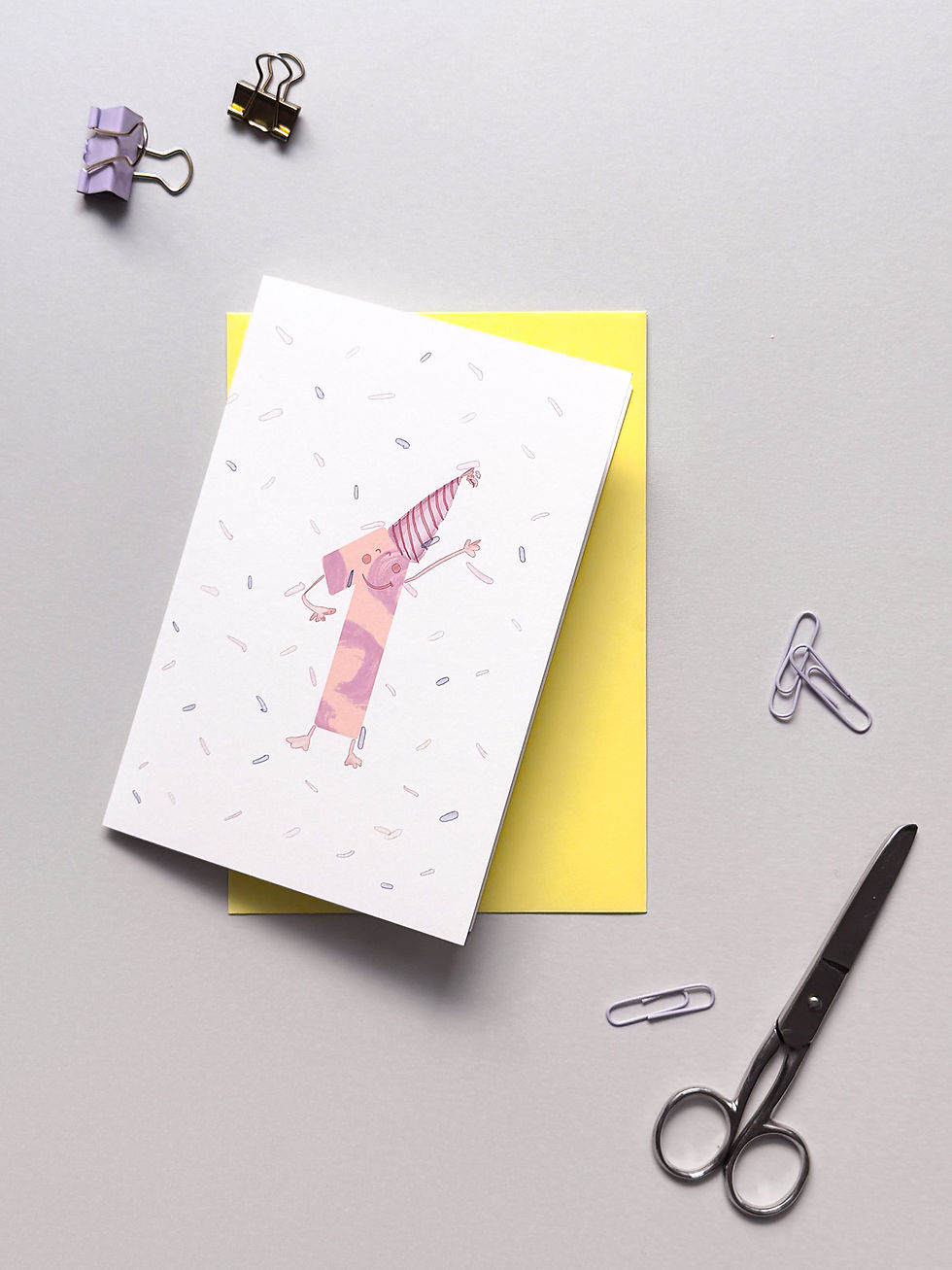 Miniaturbild: Grußkarte zum 1. Geburtstag – Niedliche Illustration für Kindergeburtstage