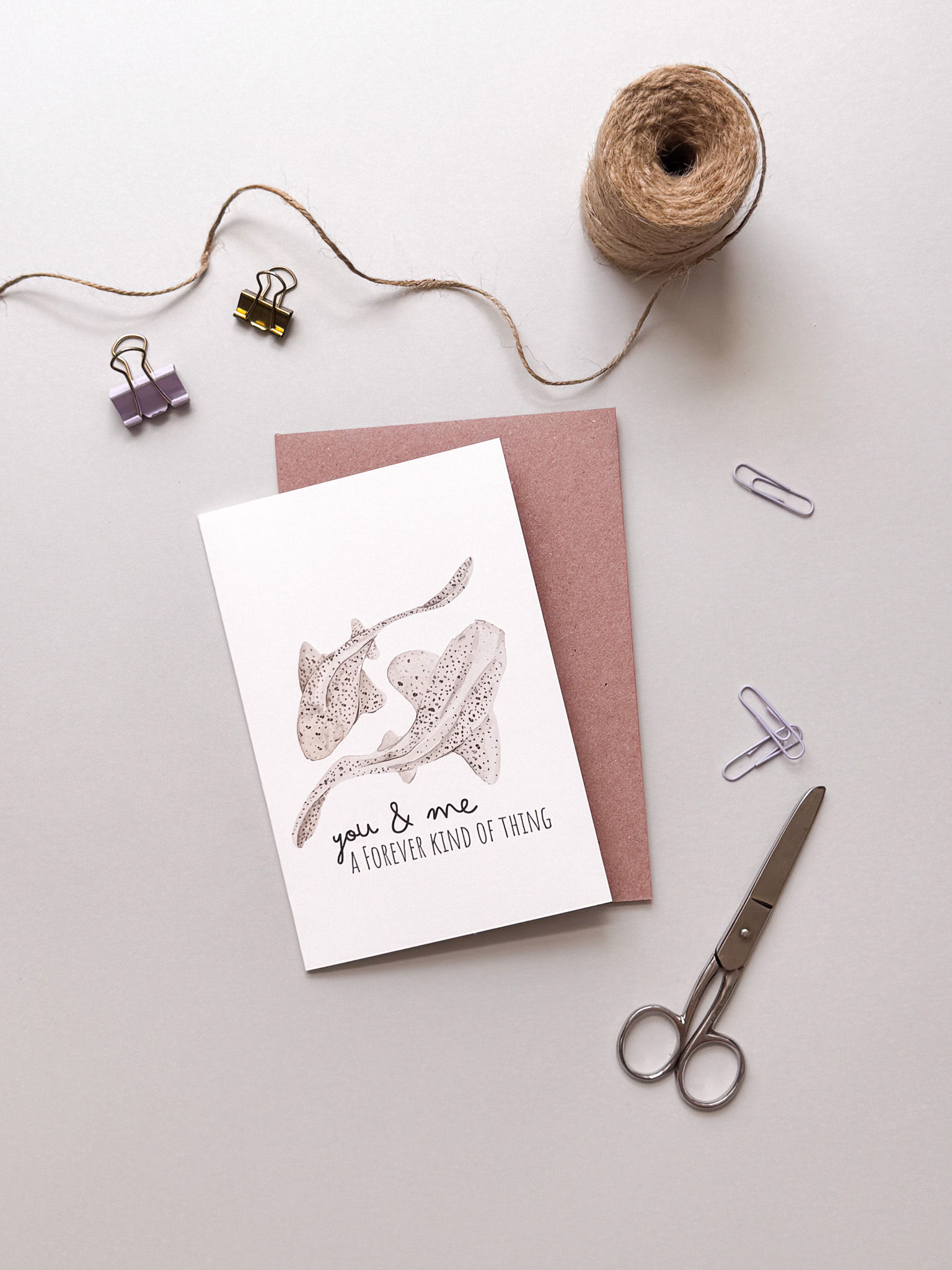 Grußkarte Tiger-Hai-Fisch – „You and me, a forever kind of thing“