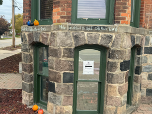 Chalk writing on Barrett office