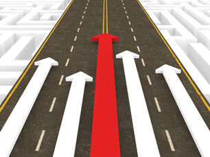 race of arrows with the red arrow pulling ahead