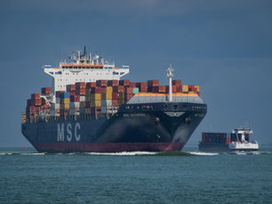 Shipping containers on a ship.