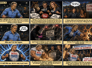 AI comic of buff mike rogers