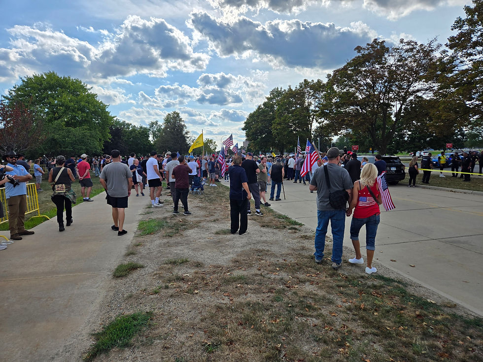 Hundreds gathered in front of the Dearborn Public Library prior to the Dearborn City Council meeting Aug. 18, 2026 (Picture by MIRS News).