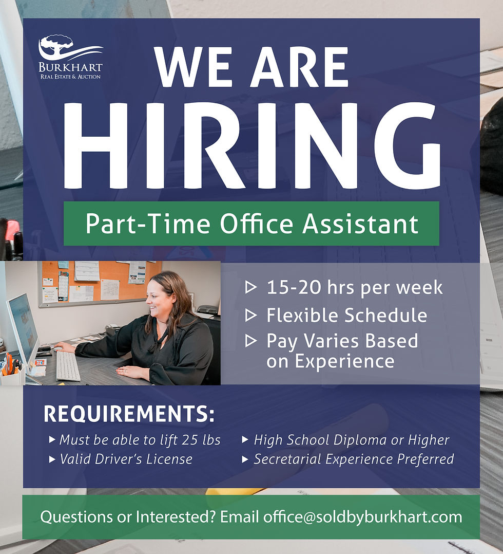 Burkhart Real Estate & Auction Looking to Hire Part-Time Office Assistant