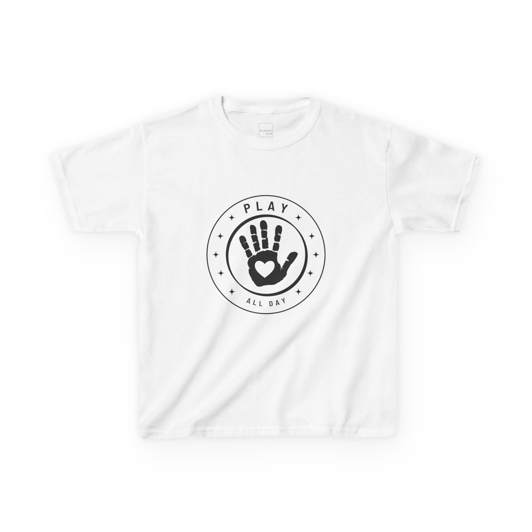 Kids T-Shirt — Play All Day Handprint Design (Developing Minds)