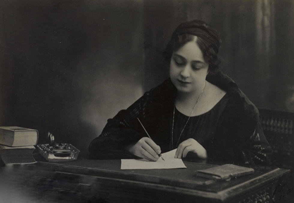 Huda Sha'rawi without mantle in her office