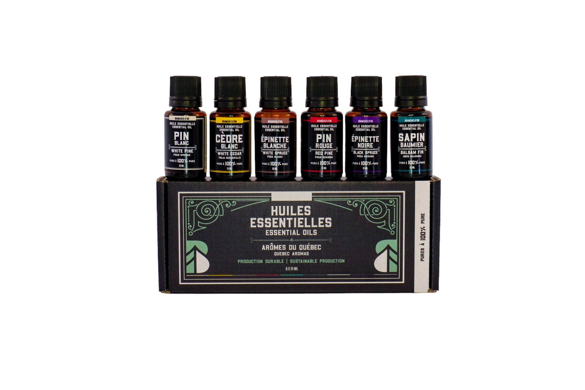 Coffret de six huiles essentielles "Arômes du Québec"