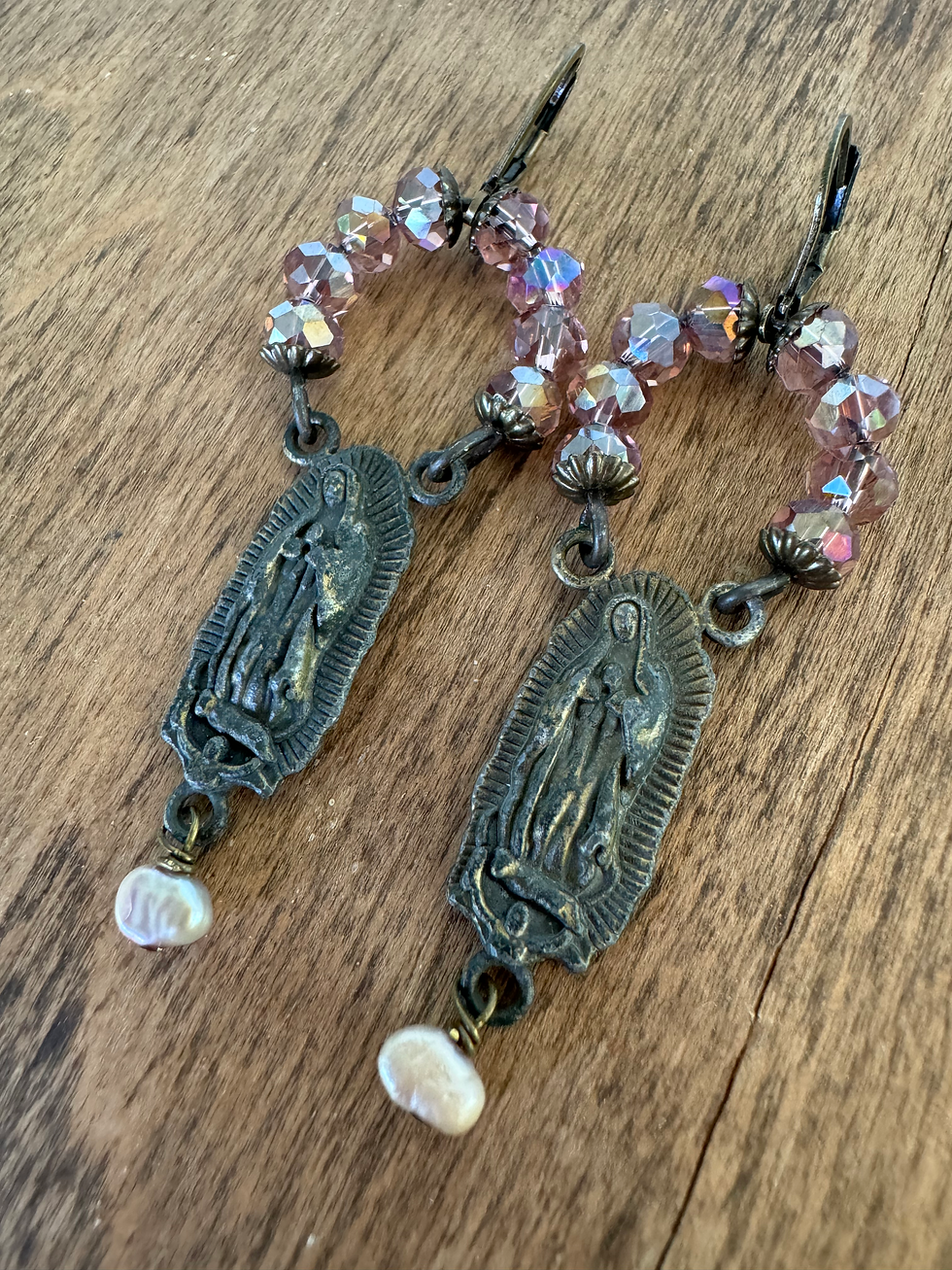Thumbnail: Smoky Lavender Rosary Center Earrings