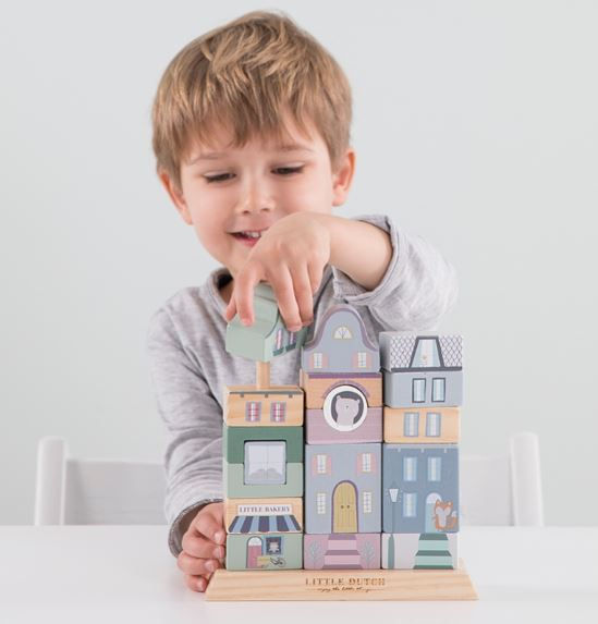 Miniatura: Little Dutch Drevené Kocky Mesto Blue