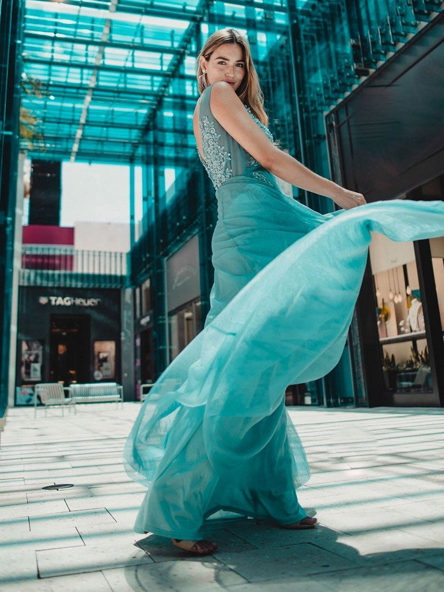 Miniatura: Dusty Blue krajkove šaty 7544